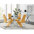 Tierra Sleek Metal and Glass Round Dining Table Set with 4 Faux Leather Upholstered Dining Chairs