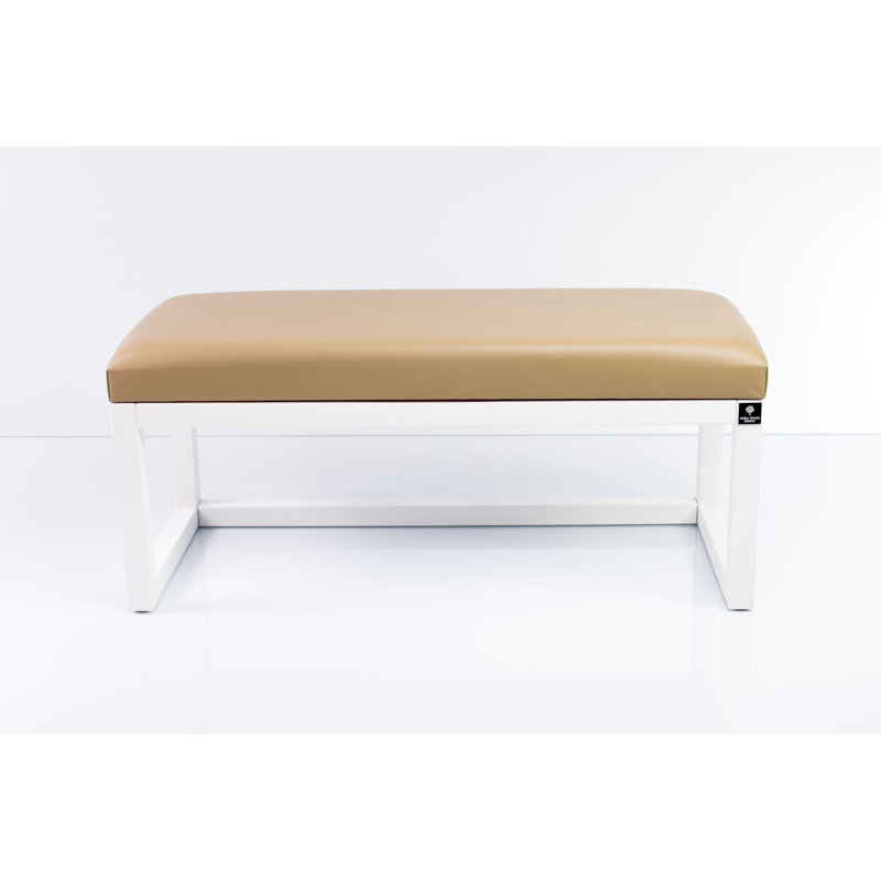 Faux Leather Upholstered Bench, Beige, 40cm H x 55cm W x 35cm D