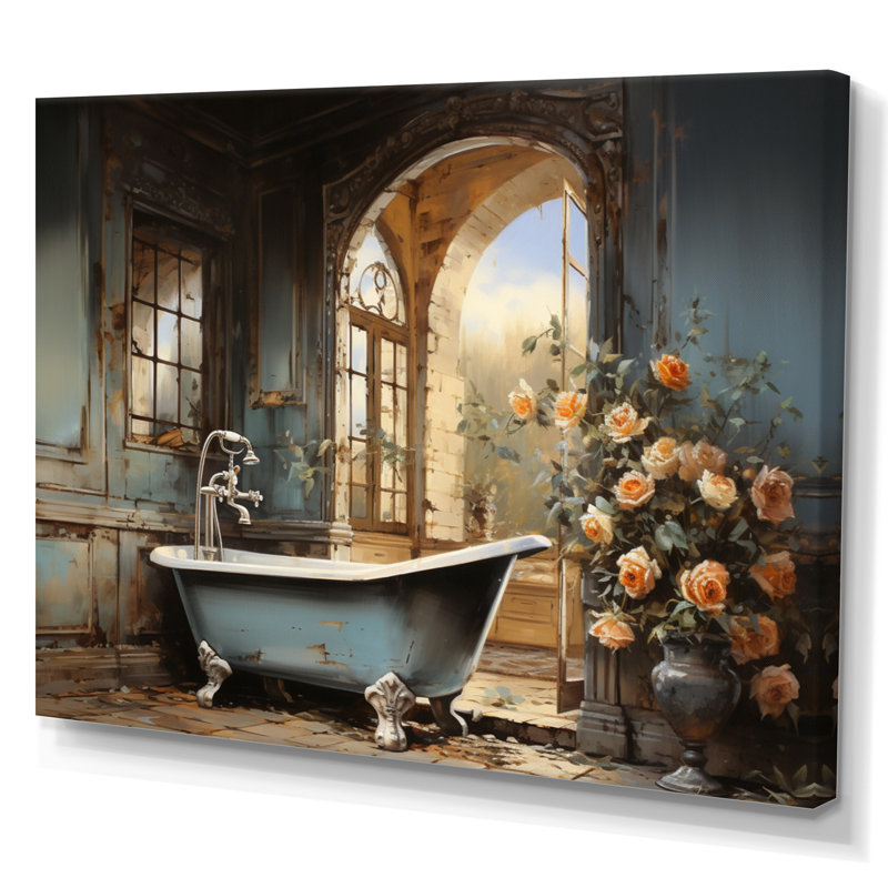 Bathroom Vintage Elegance II - Bathroom Canvas Prints, 12" H x 20" W x 1" D, Wrapped Canvas