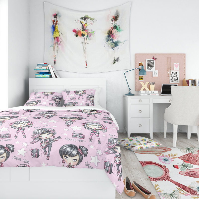 Ensemble de housse de couette modern adolescent, Housse de couette très grand + 2 taies décoratives