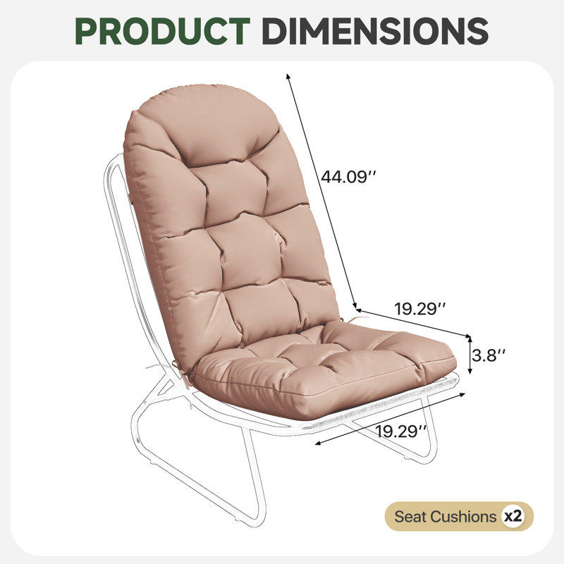 2-pcs Outdoor Seat/back Cushion For Adirondack Chair, Beige