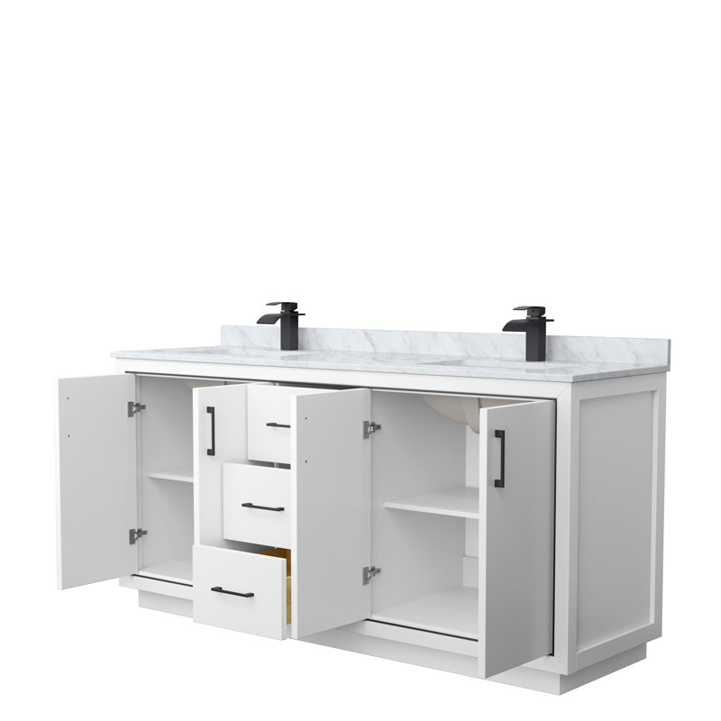 Icon 72" Double Bathroom Vanity Set, Brushed Nickel, White, 72"