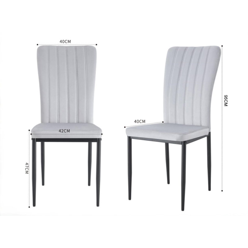 Aazad 119.38cm H Fabric Upholstered Metal Side Chair, Dark Grey