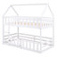 Lit superposé simple au-dessus de simple avec clôture et porte, blanc-112179399