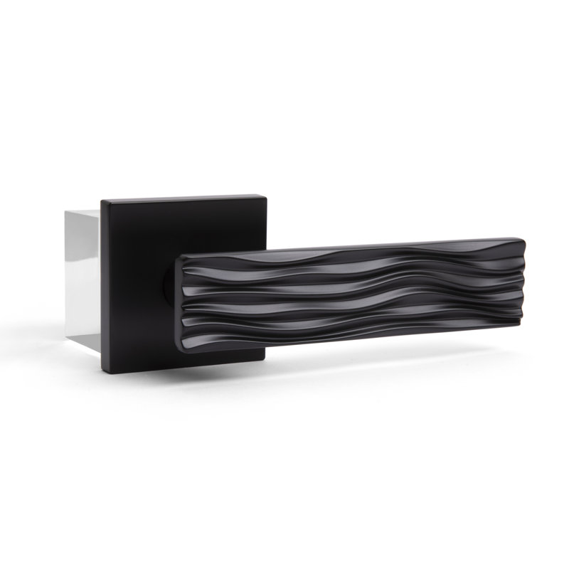 Poignée de porte de porte de salle de bain moderne Ridge Matte, Gauche, Noir mat, Intimité