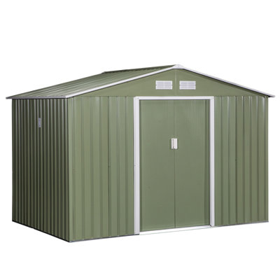 9' X 6' Outdoor Storage Shed, Garden Tool House With Foundation, 4 Vents, And 2 Easy Sliding Doors For Backyard, Patio, Garage, Lawn Green