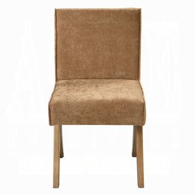 Ensemble de 2 chaises d'appoint Sery, chenille brun chocolat, pieds en bois