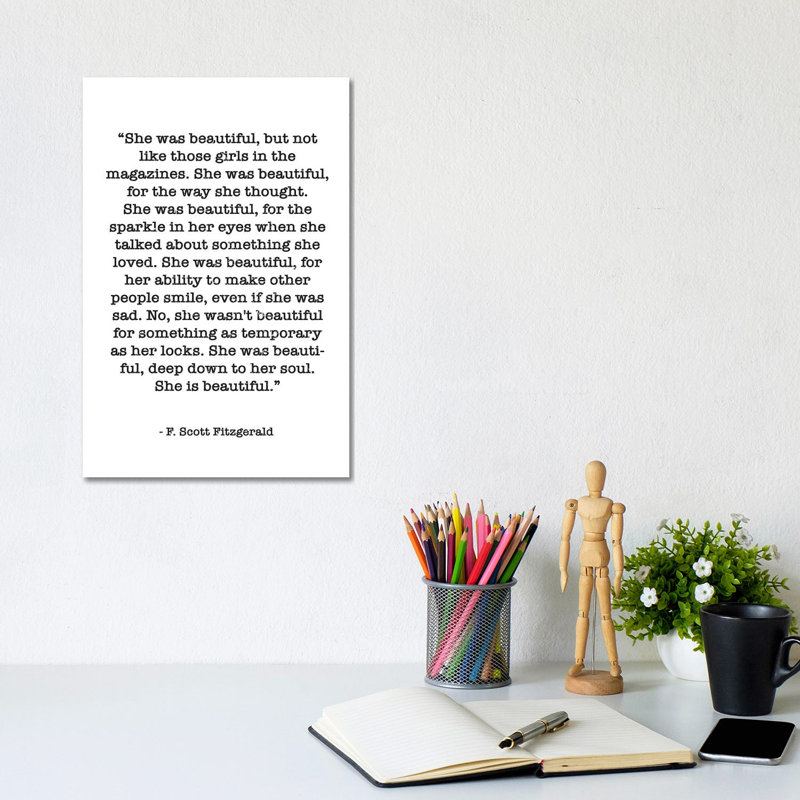 Citation de Fitzgerald par Mambo art studio, art textuel, Pas de tapis, Toile tendue, H 12 po x l 8 po x P 0,75 po