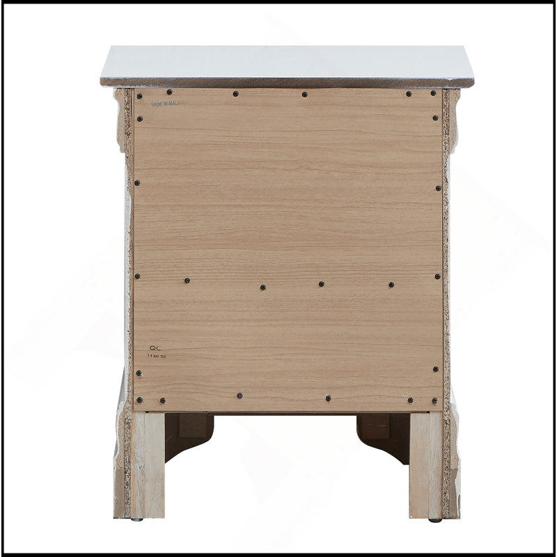 Élégante table de chevet métallique avec tiroirs, Argent argent