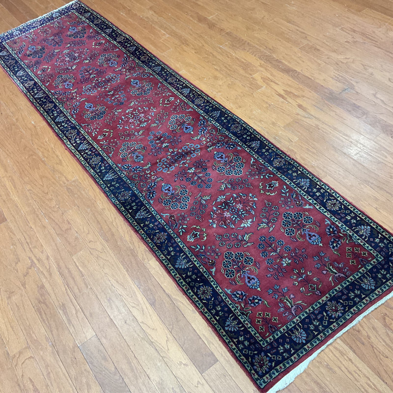  Handmade Sarouk Wool Runner