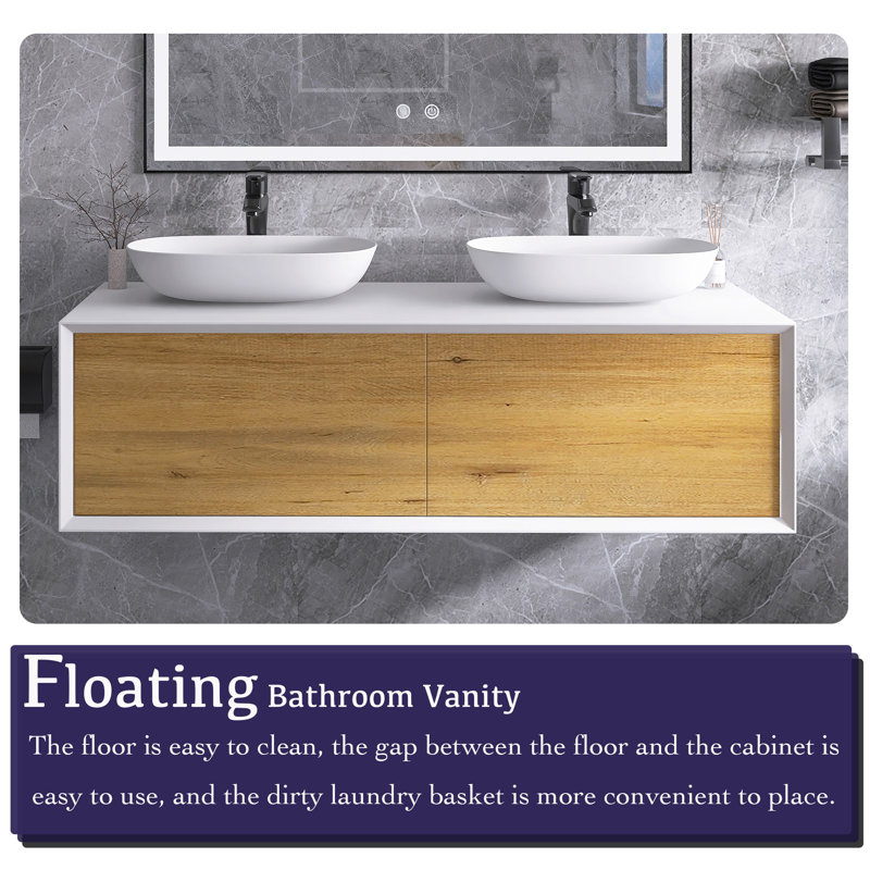 Meuble-lavabo double 55 po avec plateau en résine Fordingbridge