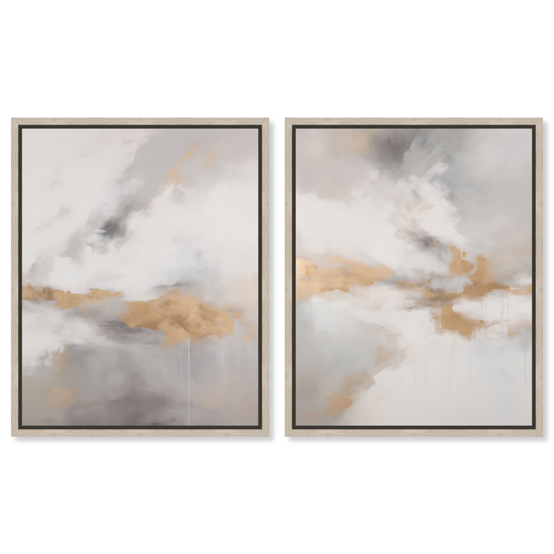 «Subtle Gleam Duo», ensemble d'art mural sur toile neutre encadré par Art Remedy, cadre blond, 24 x 30, H 31 po x l 25 po