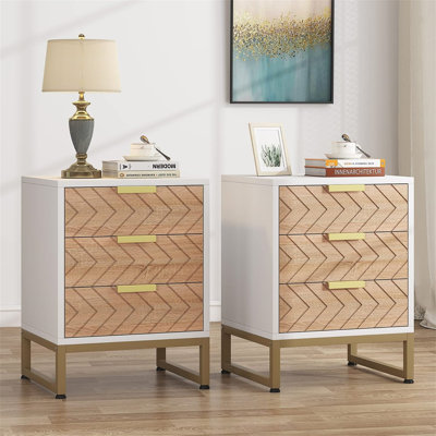 Ensemble de 2 tables de chevet modernes avec 3 tiroirs