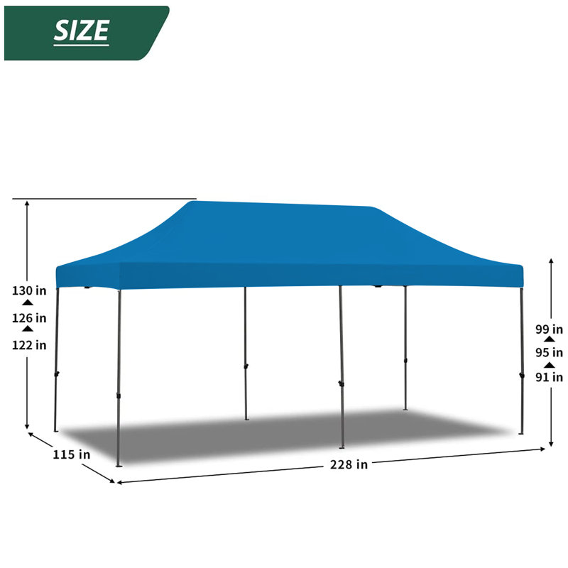 10' X 20' Pop Up Canopy Tent, Instant Canopy With Roller Bag & Sand Bags, Outdoor Canopies For Events Blue, Blue