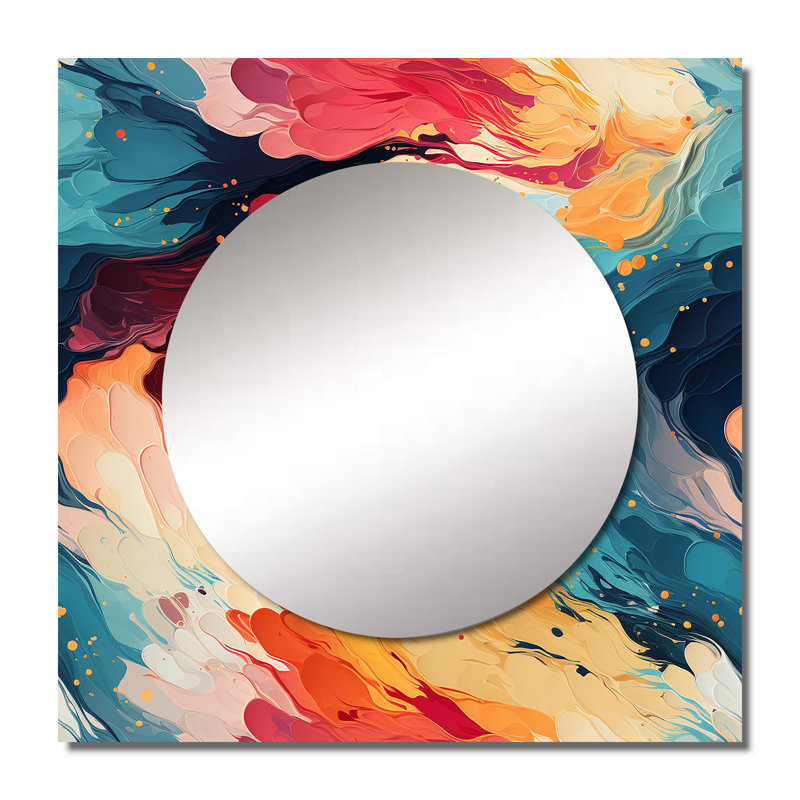 Artistique aux couleurs pastel, expression abstraite - miroir carré moderne pour décoration murale, 23 po x 23 po