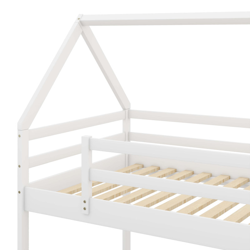 Kids Twin Over Twin Bunk Bed, White