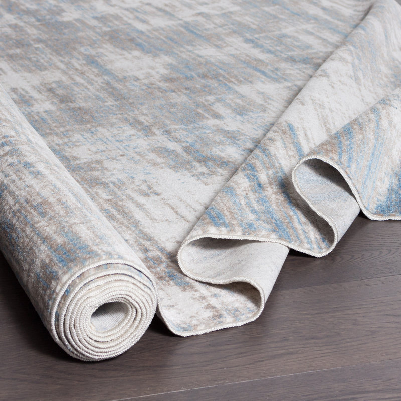 Tapis abstrait beige / gris, Rectangle 3 pi 3 po x 4 pi 11 po
