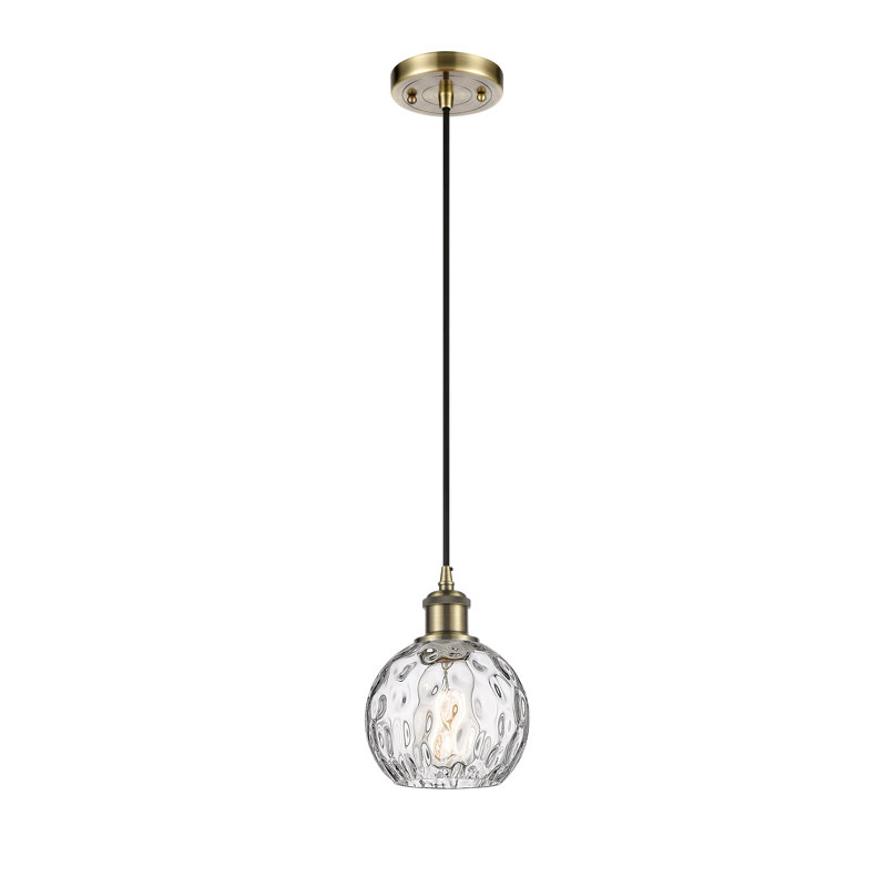Luminaire suspendu sphère 1 lumière Roxane, Laiton antique, Ampoule non incluse, H 8 po x l 6 po x P 6 po