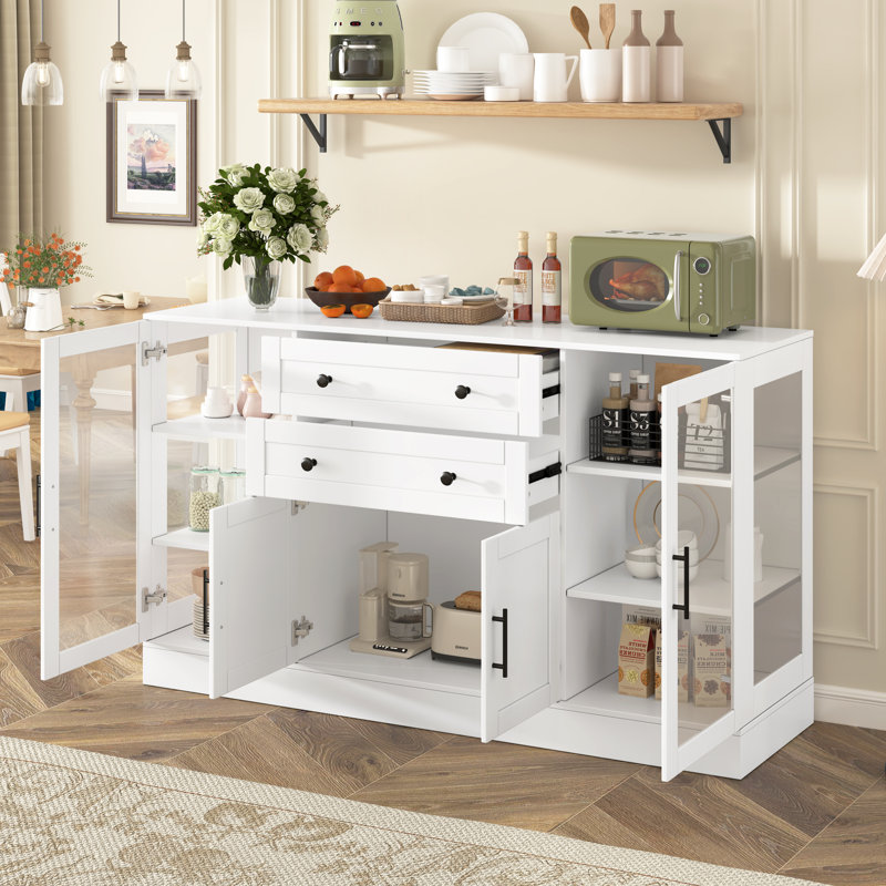 58.3" Wide 4 - Door 2 - Drawer Credenza Office Storage Cabinet, White