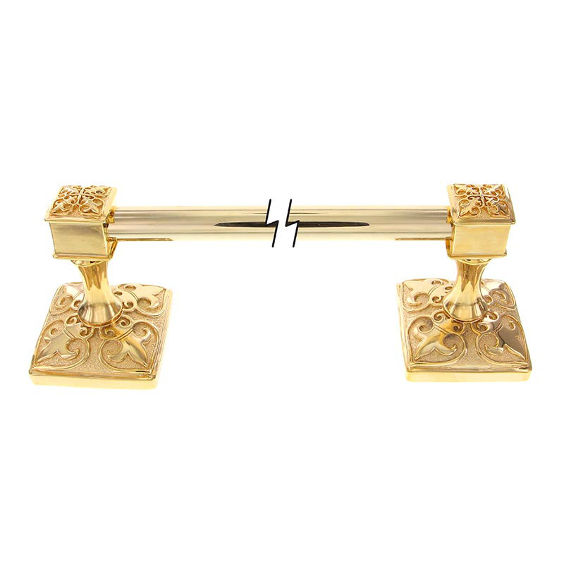 Fleur De Lis Wall Mounted Towel Bar, Polished Gold, 2.25" H x 26.5" L x 2.25" D