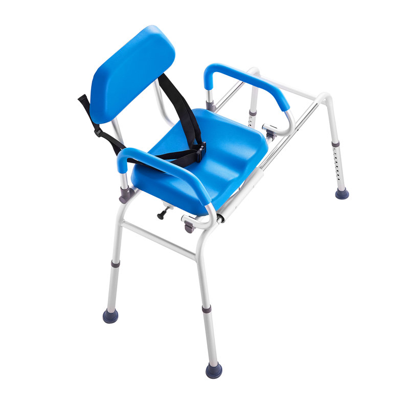 Blue Adjustable Plastic Sliding Tub Transfer Bench with Safety Belt