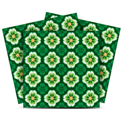 8" x 8" Emerald Garden Bloom Vinyl Peel and Stick Mosaic Tile