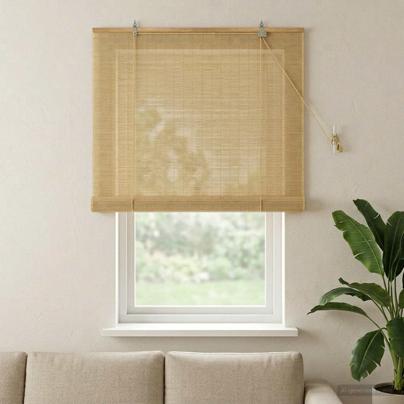  Roller Blind Adjustable Natural Bamboo Blinds Window Treatment Indoor