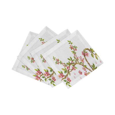 Serviettes de cocktail en satin de coton Cherry Blossom