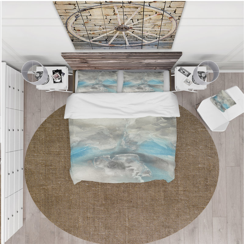 Ensemble de housse de couette de tons minimalons aquarelle, Housse de couette très grand + 2 taies décoratives