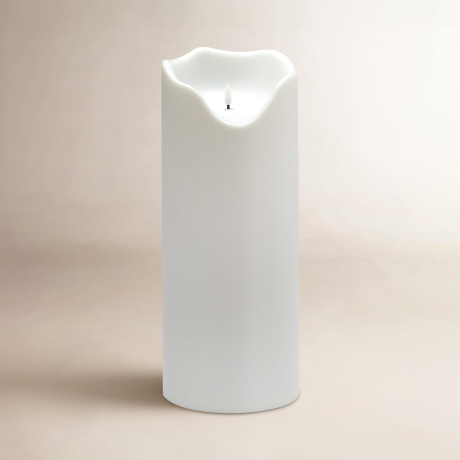 White Flameless Outdoor Candle, Large 