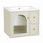 Ensemble de meuble-lavabo mural 24 po pour petit espace, armoire de salle de bain avec lavabo en céramique, 2 tiroirs et 1 porte à fermeture en douceur-130575692