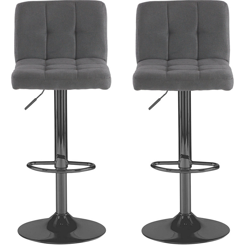 Hikmat Swivel Upholstered Adjustable Height Counter Stool with Metal Frame, Dark Grey