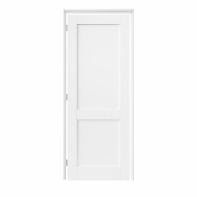 Porte pré-suspendue intérieure à 2 panneaux 32 po x 80 po avec charnières argentées, dalle de porte à cadre solide avec cadre, porte intérieure comme porte de garde-manger, porte de chambre à coucher, porte de buanderie, portes de placard, portes de pièce, main gauche