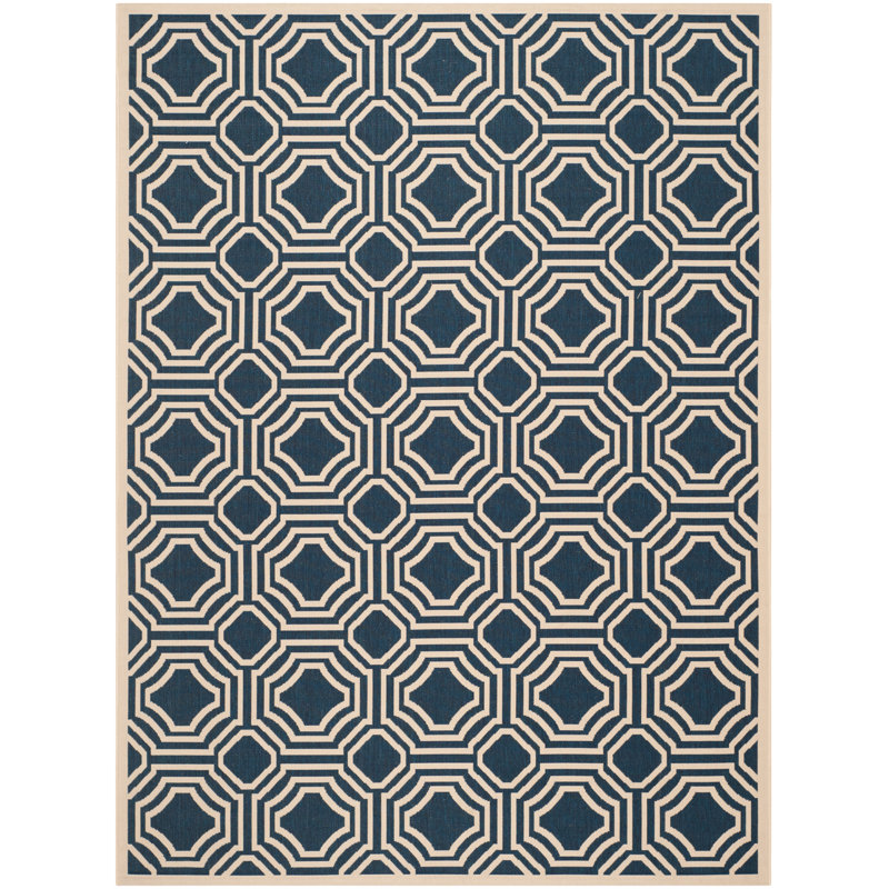Tapis intérieur / extérieur bleu marine / beige Arneshia, Rectangle 5 pi 3 po x 7 pi 7 po