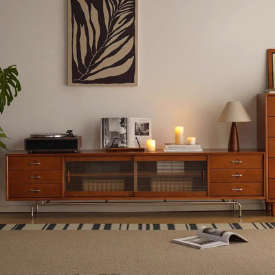 Retro storage solid wood TV cabinet