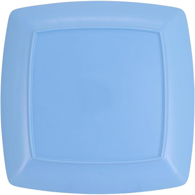 Ensemble de 4 assiettes à dessert carrées en mélamine 8,5 pouces, bleu clair
