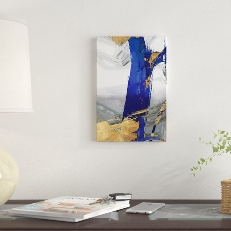 «Indigo Abstract IV» par PI Galerie - reproduction sur toile, H 26 po x l 18 po x P 1,5 po