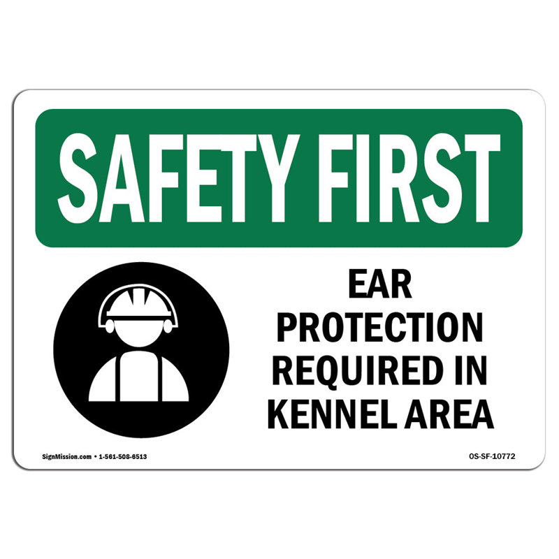 Enseigne sécuritaire pour la protection de l'oreille requise, H 12 po x l 18 po x P 0,1 po
