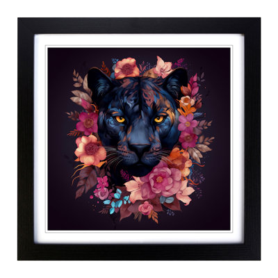 Panther Floral Art - Framed Print