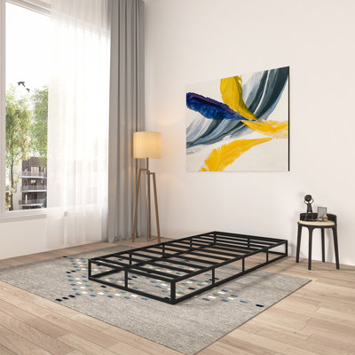 Sommier simple, sommier simple en métal de 7 po de hauteur seulement, sommier robuste avec housse en tissu, assemblage facile
