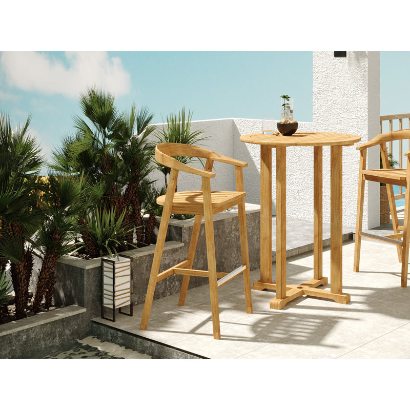 La Costa Teak Outdoor Barrel Back Bar Armchair, 41"