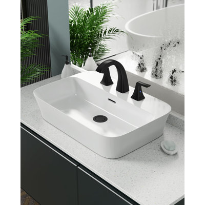 Robinet de lavabo de salle de bain, robinet de salle de bain espacé noir pour 3 trous - conception à 2 poignées avec drain escamotable et 2 conduites d'alimentation en eau pour meuble-lavabo