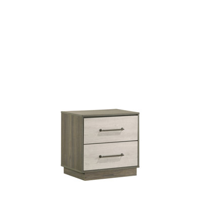 Table de chevet moderne 2 en beige - Mobilier de chambre spacieux beige et brun avec 2 tiroirs en bois