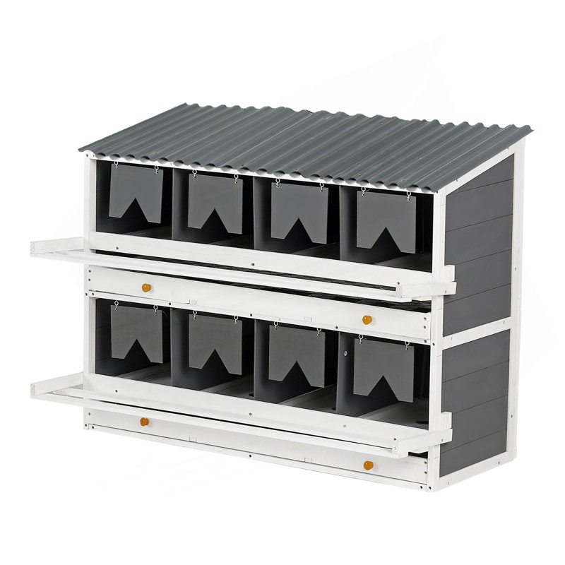 Nesting Boxes For Chickens, Wooden Chicken Nesting Box, 8 Compartments Egg Laying Boxes For Hens, Ducks And Poultry With Rollout Eggs Collection, PVC Roofing And Foldable Perches, 47"Lx26.4"Wx35.4"H