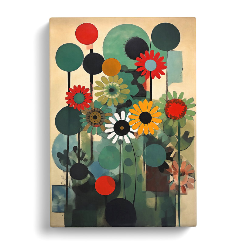 CAN-V0523-191X Bauhaus Style Flowers - Wrapped Canvas Print, 50cm H x 35cm W