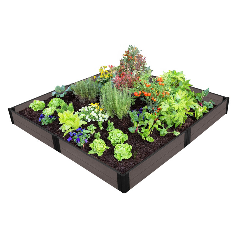 Lit de jardin surélevé en composite 8 pi x 8 pi, Bois patiné
