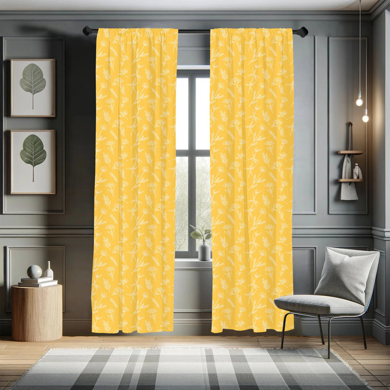 Panneau coulissant floral semi-diaphane avec passe-tringle, 28 po x 63 po
