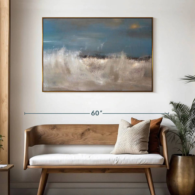 Wild Sea Waves, 46" X 31", Floating Frame Gold