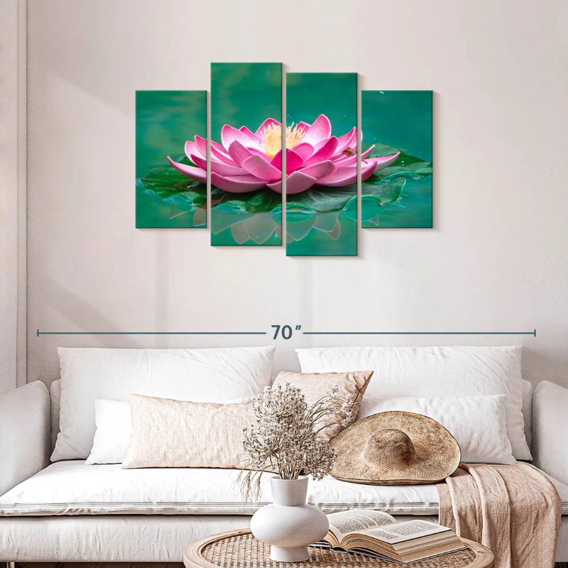 Harnek lotus en fleurs, H 27 po x l 43 po
