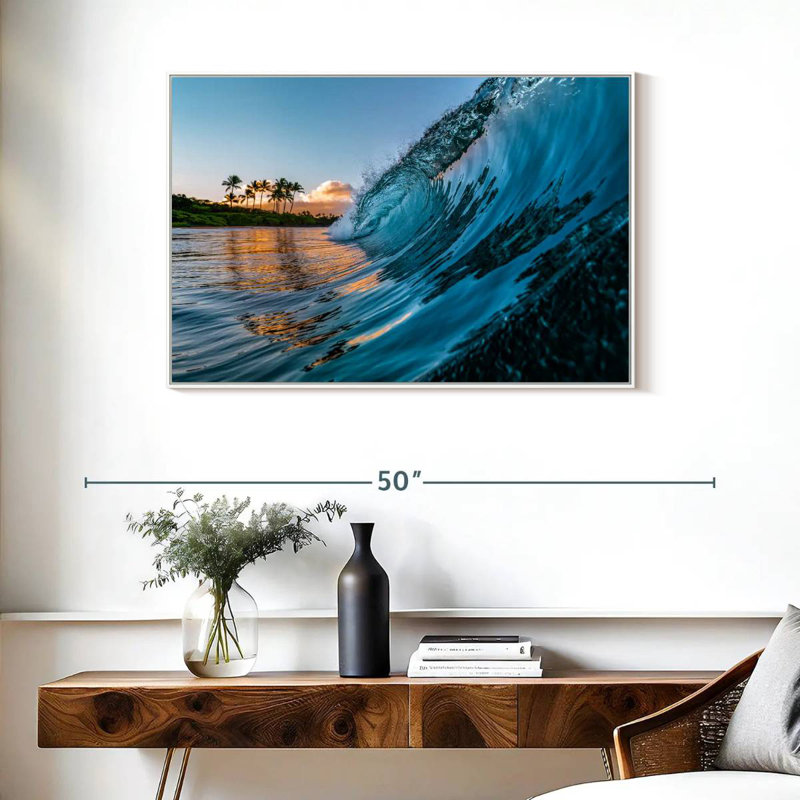 Vague du matin, Cadre flottant blanc, 37 po x 25 po